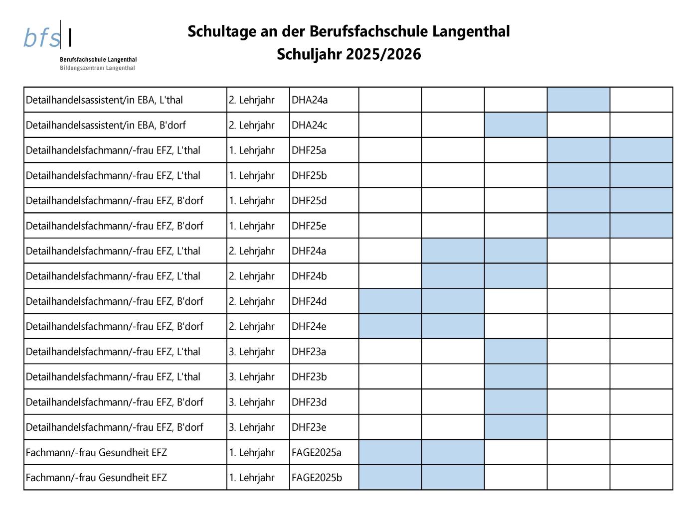 Schultage Schuljahr 2025/2026